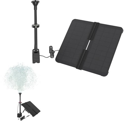 Aufun 20W DIY Solar Springbrunnen Fuente Solar Bomba con 6 Estilos de Fuente Bomba de Estanque Solar para jardín, baño de Aves, Estanque, Recipiente de Pescado