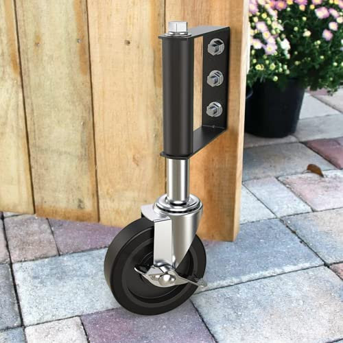 HOLKIE 100mm Gate Castor Wheel - Heavy Duty Spring Loaded Swivel Castor Wheel for Wooden Gate and Fence - 100 kg Capacity