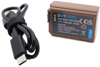 Dot.Foto NP-FW50 Premium 7.4v / 1080mAh USB-C Rechargeable Battery for Sony ZV-E10, Alpha 7, A7, A7II, A7RII, A7SII, A7S, A7S2, A7R, A7R2, A5000, A6000, A6500, A6300, NEX-3, NEX-5