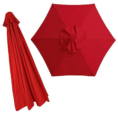 Toile de rechange pour parasol 2.0m/2.7m/3.0m, toile de parasol deporté 6 baleines/8 Baleines, Housse de rechange pour parasols de jardin, Anti-UV extérieur Parasols Auvent de rechange(Couleur:Rouge,T
