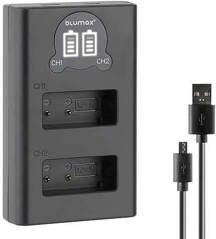 Blumax LP-E17 Mini Dual LCD-Ladegerät kompatibel mit Canon EOS RP R8 R10 R100 77D 200D 250D 750D 760D 800D 850D