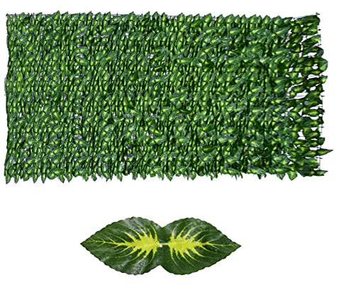 dewdat Haie Artificielle Brise-Vue Décoration Rouleau, Clôture D'intimité De Lierre Artificiel, Anti-UV Lierre Confidentialité Brise pour Balcon, Terrasse, Jardin(0.5 m)