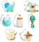 WLLHYF Juego de cortadores de galletas para bebé, 7 piezas, 7 moldes para bebé, galletas, golosinas, biberones, sándwich, cortadores de galletas para cochecito de bebé, para fiesta de cumpleaños