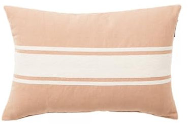 LEXINGTON Embroidery Center Striped Linen/Cott 60x40 Pillow, Beige/Off White, 40x60