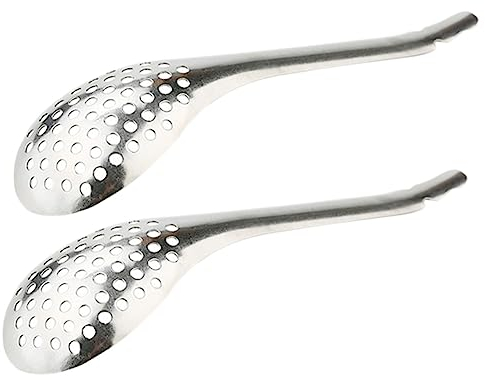 Essential Kitchen Strainer and Mesh Seive,2 Pcs Slotted Spoons Caviar Colander Spoon Stainless Steel Slotted Serving Spoon Small Slotted Skimmer Strainer Scoop for Egg Pasta Cooking Spoon