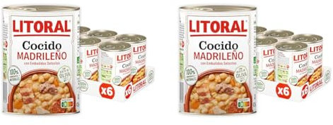 LITORAL Cocido Madrileño - Plato Preparado Sin Gluten - Pack de 6x425g - Total: 2.55kg (Paquete de 2)