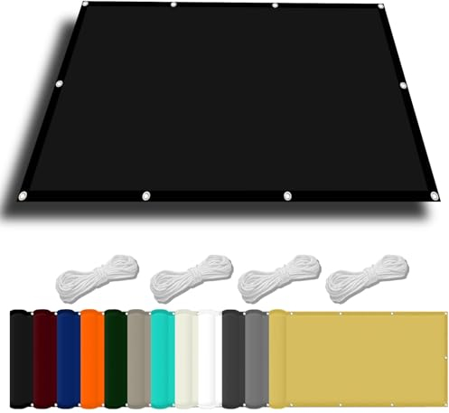 Sonnenschutznetz 4.5 x 10 m PES Windschutz Balkon Sichtschutz Uv-Schutz-Polyestergewebe mit Seil Schattenspender für Patio Außenbereich Und Camping, Schwarz