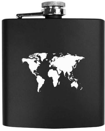 6oz (170ml) 'World Map' Pocket Hip Flask (HP00030062)