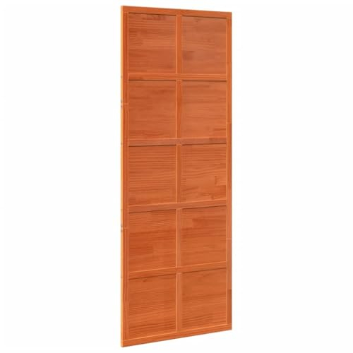 vidaXL Scheunentür, Holzschiebetür Platzsparend, Zimmertür Scheunentor-Look, Schiebetür Holztür Innentür, Wachsbraun 80x208cm Massivholz Kiefer