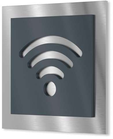 Urhome WLAN Internet Türschild aus V2A Edelstahl 120x120-230x230mm Anthrazit Ral 7016 - Piktogramm Schild rostfrei - Infoschild für Wand Tür Innen Außen