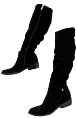 Agiyenna Tinta Unita Stivali da Donna Alti al Ginocchio Stivali da Cowboy Cerniera Comodi Stivali con Tacco Spesso Tacco Basso Stivali Invernali Casual Alla e Pratici Stivali Lunghi Stivali Western