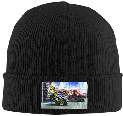HEBUOUI Motorrad Racing Motorhaube Hut Strickhut Männer Frauen Mode Unisex Erwachsene Warme Winter Mützen Mütze Personalisiertes Freund