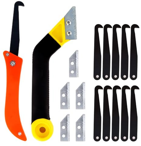 Bubuny Grout Removal Repair Tool 17 Pcs, Grout Scraping Rake Tool Includes Grout Rake, Tile Grout Hand Saw Angled for Tile Cleaning with Hook, Grout Remover Tool for House Tile Floor Cleaning Repair
