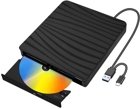 XIAOXIN Unità CD/DVD Esterno, USB 3.0 Type-C Portatile UnitàCD Esterna +/- RW Rom Dvd-R CD-RW Slim Masterizzatore DVD/CD ROM Rewriter Burner compatibile con desktop Windows 11/10/XP/8/7/Mac/Linux
