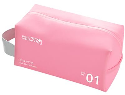 AfitLulu Beauty Case da Viaggio Donna PVC Beauty Case Impermeabile per Cosmetici, Borsa da Toilette per Cosmetici con Maniglia e Cerniera Portatile Per Viaggi Nuoto Fitness (Rosa)