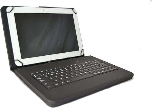 theoutlettablet® Funda con Teclado extraíble en español Type-C (Incluye Letra Ñ) Compatible con Tablet OUKITEL RT5 RT6 RT7 RT8 RT9 OKT3 OT5 OT6 OT8 OT5s OT11 Color Negro