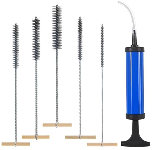 NLONLL 6er Set Bohrlochbürste mit Bohrloch Ausbläser Ausblaspumpe Lochbürste Edelstahl Reinigungsbürste Rohrbürste Drahtbürste Effiziente Bohrlochreinigung für Schlagbohrmaschinen (8/12/16/20/25mm)