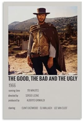 juaseehke Poster The Good The Bad And The Ugly Clint Eastwood (1), dekoratives Leinwandposter, ästhetischer Poster, Wandkunst, Dekor-Poster, 30 x 45 cm, ungerahmt, 3 Stück