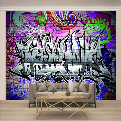 Fototapete 3D Effekt Foto Wallpaper Phototapete Tapisserie Modern Vlies Tapeten Art Wandtapete Wanddeko Wohnzimmer Schlafzimmer kinderzimmer XXXL 350 x 256cm(B x H) Graffiti-Kunst