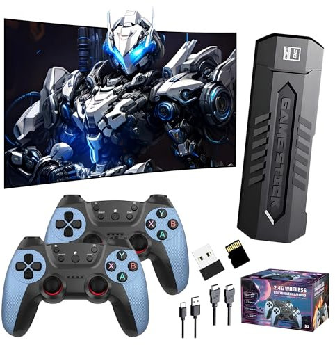 X2 Game stick - 64/128GB Storage with 30,000+/40,000+ Games, Two 2.4GHz Wireless Controllers, and 1280 * 720 4K Full HD Output, 4000mAh Battery, Retro Gaming System (BLACK-64G)