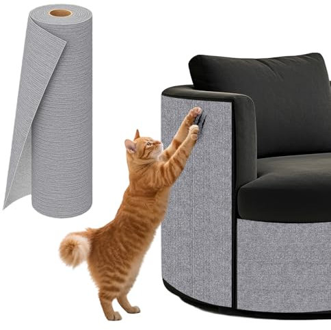 powerking Anti Gato Rañazos Sofá Protector de Muebles, DIY recortables autoadhesivos Almohadillas de arañazos Alfombra de Garras de Gato (Gris Claro)
