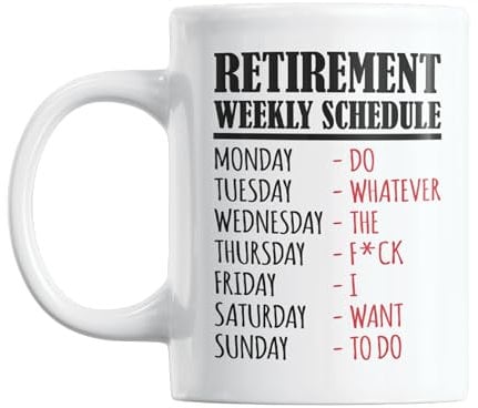 Gift Island Retirement Weekly Schedule Funny Retirement Mug | Retirement Mugs for Women & Men | Colleague Leaving Gifts and Happy Retirement Gifts | Retired Mug 11 oz Coffee Cup