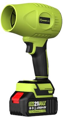 Saker Cordless Leaf Blower Portable Dust Cleaner Handheld Blowers 180000 RPM with Adjustable Speed for Drying Patio Cleaning Camping 2 Batteries Green