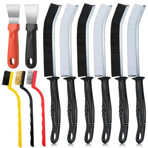 Qcdou Crevice Cleaning Brush, 11 Pcs Hard Bristle Cleaning Brush Tool, Bathroom Tile Groove Grout Brush, Multifunctional Cleaning Products for Household Use(D)