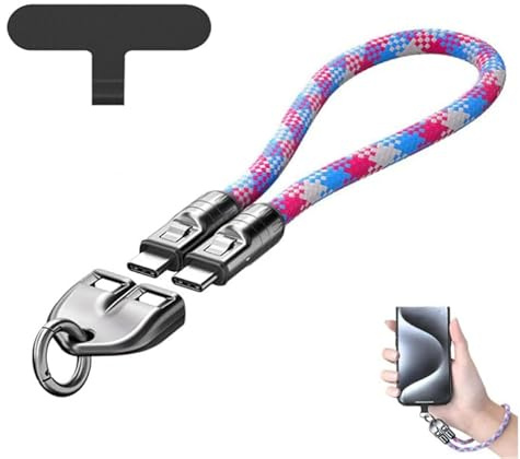 Mciluyaiio 240W Charging Cable with Wearable Bracelet Design,Crossbody & Wrist Strap Lanyard, Lightweight Double Interface,Portable Fashion Fast Charger Cable For Laptops, Phones, Tablets (Ross, 0.3)