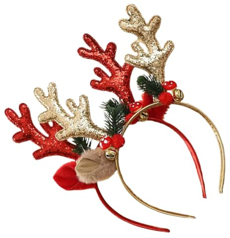 VICASKY 2 Stück Rentiergeweih Stirnband mit Künstlichen Beeren Leichtes Weihnachts Haaraccessoire für Erwachsene und Kinder Festlicher Kopfschmuck für Party und Kostüm
