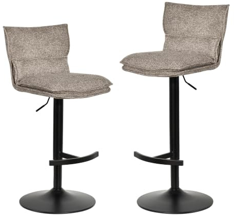 Duhome 2er Set Barhocker Höhenverstellbar Barstuhl Drehbar aus Bouclé Küchenhocker mit Fußstütze Polsterhocker für Bistro Bar Küche Wohnzimmer, Grau