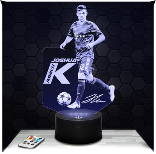 Lampephoto.fr - Lampe Joshua Kimmich Football 3D Touch Nachtlicht Fußball | Made in France, Sockel & Größe wählbar, dimmbar, Batterie-/USB-Betrieb, HD-Lasergravur, Geschenk für Fußballfans