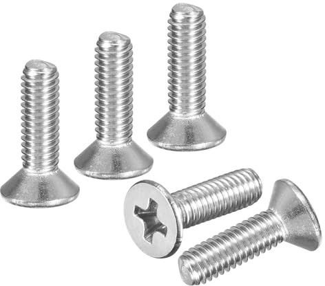 DTGN M4-0.7x15 Phillips Countersunk Head Bolt - 50pcs - Good for Outdoor Machinery Fastening Maintenance - 304 Stainless Steel Flat Head Machine Screw Bolt - Silver Color