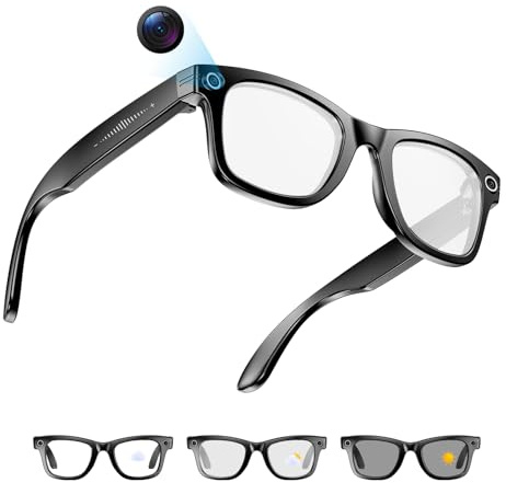 Tulbeys AI Smart Glasses with 4K HD Camera 290 mAh Battery 8MP Photography Video Recording Real Time Translation GPT Object Identification Photochromic Lenses(Black)
