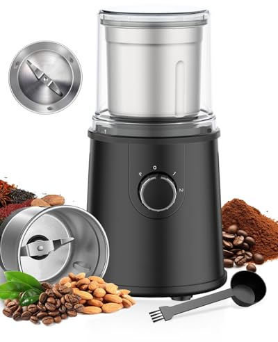 Coffee Grinders Electric 300w, 3-Speed Mode Control Powerful Spices Grinders, Durable Stainless Steel Blade, with Removable Cup & Easy Clean Inner Cup, for Coffee Bean, Nuts, Spices