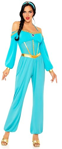 LEG AVENUE Prinzessin; Kostüm; Fasching; Halloween; Jumpsuit; Türkis; Gold; Damenmode; Party; Krone