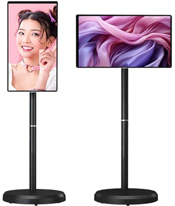 Portable 21.5-Inch Rolling TV, 1080P Smart Wireless Touch Screen Monitor, Android OS, 13MP HD Camera, Full Swivel Rotation