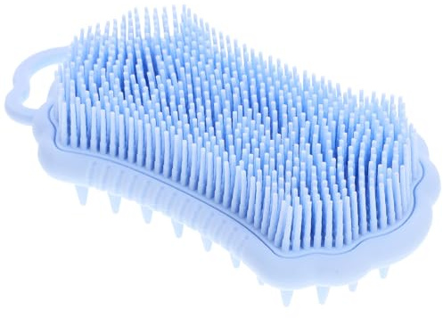 Hemobllo Silikon Kopfhautmassagebürste mit Peelingfunktion Wasserfeste Shampoo Bürste Sensorische Kopfhautreinigung und Körpermassage Hellblau