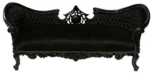 Casa Padrino Barock Sofa Vampire Schwarz/Schwarz - Limited Edition - Lounge Couch