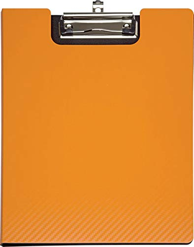 MAUL Schreibmappe A4 MAULflexx | Klemmbrettmappe im A4 Format für Dokumente | strapazierfähige Konferenzmappe | einschiebbare Aufhängöse | Mappe mit Bügelklemme für loses Papier | Orange