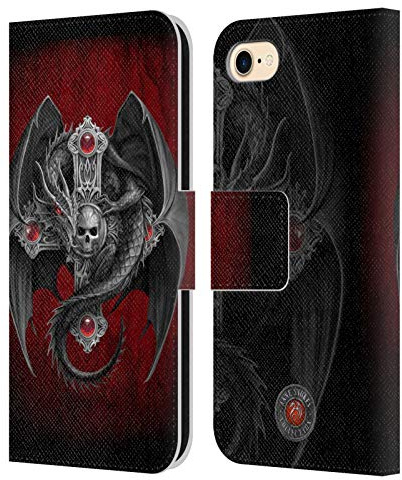 Head Case Designs Officially Licensed Anne Stokes Gothic Dragon Tribal Leather Wallet Case Compatible With Apple iPhone 7/8 / SE 2020 & 2022