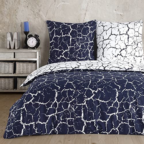 Buymax® Bettwäsche 155x220%100 Baumwolle 2-Teilig Bettbezug - Bettwäsche-Sets 155 x 220cm mit 1 mal Kissenbezug 80x80cm, ÖKO-TEX Renforcé-Bettdeckenbezug Set mit Reißverschluss