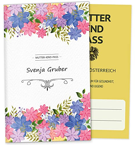 OLGS Mutter-Kind-Passhülle Österreich personalisierbar Florentina Schwangerschaft Schutzhülle MuKipass | Mit Fach für Ultraschallbilder (MuKi-Pass Österreich personalisiert, Beautifully)