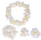 CISMARK Hawaiianische Luau Blume Leis Jumbo Halskette Armbänder Stirnband Set - Weiß - Einheitsgröße