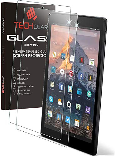 TECHGEAR 2 Stück Glas Schutzfolie kompatibel mit Fire HD 10 (Vorherige 9. 7. Generation, 2019, 2017) Glas Schutzfolie Anti-Kratzer Schutzabdeckung