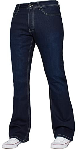 Enzo Herren-Jeans, Bootcut, weites Bein, Stretch, Glocke, ausgestellt, Denim-Hose, alle Taillengrößen, indigo, 32 W / 32 L