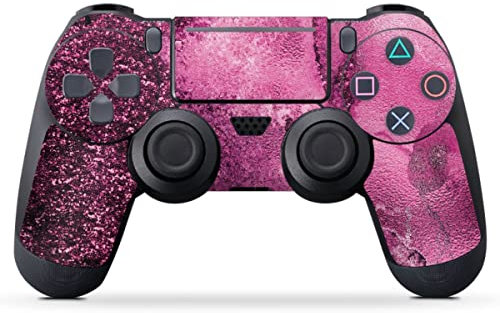 DeinDesign Skin kompatibel mit Sony Playstation 4 Pro Controller Folie Sticker pink Marmor Glitzer Look