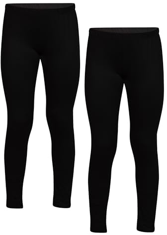 Popular Girl's Solid and Print Active Leggings - 2 Pack - Solid Black - Medium