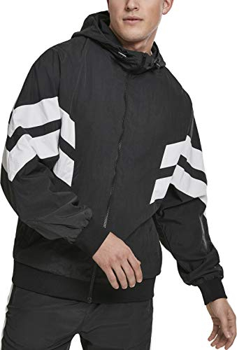 Urban Classics Herren Jacke Crinkle Panel Track Jacket Blk/Wht Größe: XL