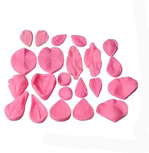 Unique WElinks Silikon-Blütenblatt-Form, 22 Stück, für Fondant, Schokolade, Blütenpaste, Kuchen, Dekorationswerkzeug, 3D-Blütenblatt-Veiner, Zuckerguss, Backzubehör, Modelliermasse, Backwerkzeuge